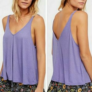 Free People Dani tank top dusty iris purple ribbed knit extra small XS NWT